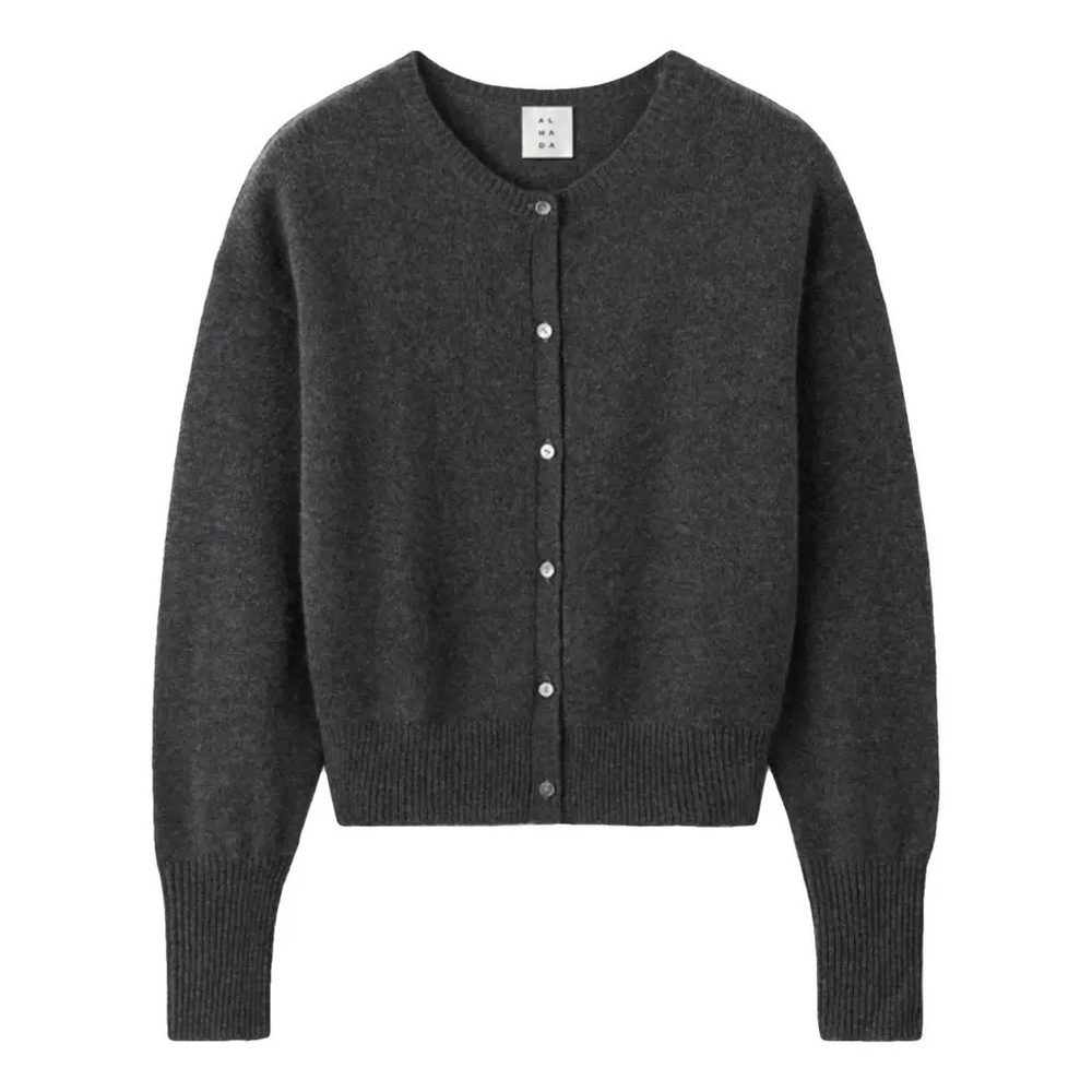 Rare Almada Label 100% Cashmere Coco Dark Grey cardigan size XS